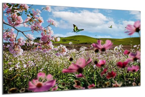 DARO Design - Wand-Bild auf 6mm HDF 40x30 cm Blumenwiese Blüten - Wand-Deko Bilder Geschenk
