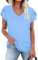 NARRAME Camiseta para Mujer Casual Manga Pétalo Verano Tops Liso Azul Claro x-Large XL 46-48