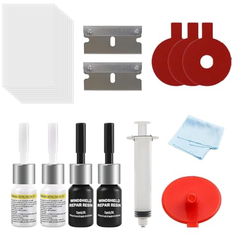 INBOLM Windscreen Chip Repair Kit,Windshield Repair Cracked Chipped Window Glass Car Windscreen Scratch Fix Tool Set DIY Quick Fix with Injection Head to Repair Scratches Cracks and Star-Shaped Crack