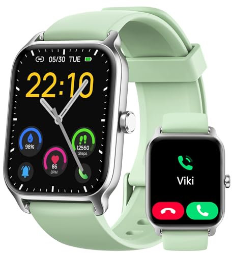 Smart Watch for Men Women, Answer/Make Calls, Alexa Built-in, [1.8HD Screen] Smart Watches for iPhone/Samsung/Android, Fitness Watch with Heart Rate Sleep SpO2 Monitor,IP68,100+ Sports-Green
