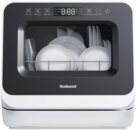 Gudsunal - Lavaplatos portátil, tanque de agua desmontable de 7 l, 6 programas, no necesita conexión, higiene de alta temperatura de 180 °F, secado híbrido y función de conserva, lavaplatos