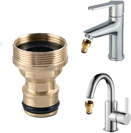 Connecteur De Robinet En Laiton Jardin Raccord Rapide Pour1/2 Pouce Et 3/4 Pouce 2-En-1 Adaptateur Femelle À Fente Pour Raccords De Tuyau D'Arrosage, Adaptateur De Robinet Fileté D'Eau(φ22mm)
