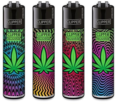 Clipper Feuerzeuge 4er Set (Trippy Leaves)
