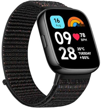 TumCez Bracelet en nylon compatible avec Xiaomi Redmi Watch 3 Active Bracelet pour Femme Homme,Bracelet de Sport de Remplacement Réglable pour Xiaomi Redmi Watch 3 Active, Noir officiel, Sportif