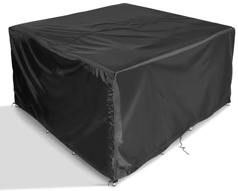 COMLAX FIELD Abdeckungen für Gartenmöbel, Wasserdichte Abdeckplane Terrassenmöbel, Schutzhülle Gartentisch Winterfest, Lounge Abdeckung Outdoor Regenschutz und Wetterfest, 150x150x75cm