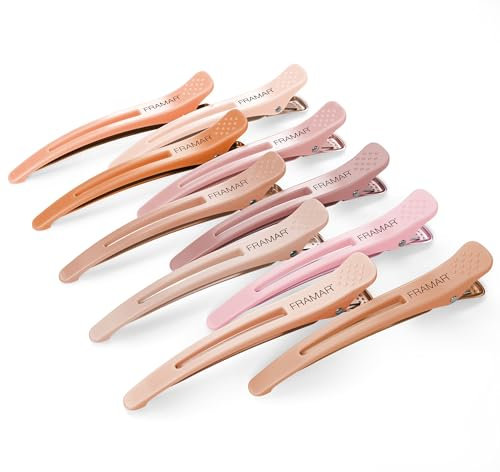 FRAMAR Abteilklammern Friseur Set - Haarspangen Damen, Haarklammern Friseurbedarf, Haarklammer Damen, Haarspange Damen, Hair Clip, Friseur Klammern, Neutral 10pc