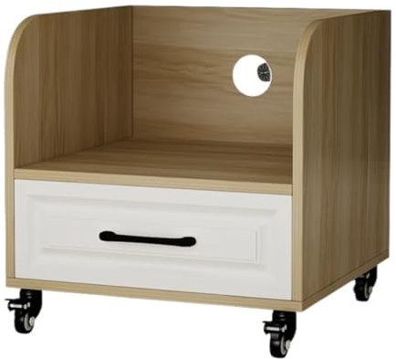 GOOPEEG Meuble pour Imprimante Support D'imprimante sous Le Bureau, Support D'imprimante Fait Main avec Tiroir, Roues Verrouillables, Support De Table D'imprimante Meuble Bureau(A,54 * 40 * 45cm)