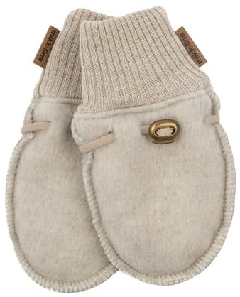 Mikk-line Wollhandschuhe Kinder | Handschuhe Kinder in Melange Offwhite | Größe 74/80 | Wärme Wolle Handschuhe | WollWalk Faustling Für Mädchen Und Jungen