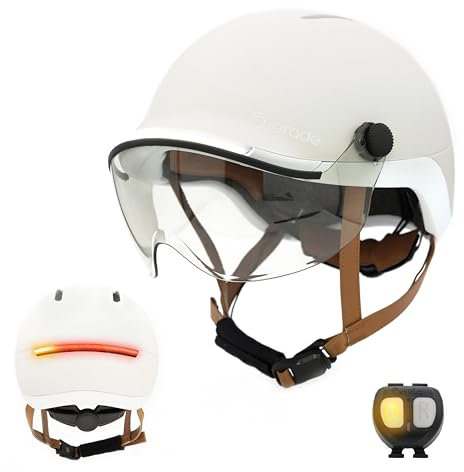 Overade Innovation Française - Casque Life avec Visière, avec Éclairage Puissant Avant/arrière, Télécommande Clignotants Oximote Incluse, Fonction Feu Stop Inclus, Taille Unique.