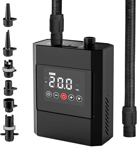 Inflador Colchon Hinchable, Hinchador Electrico Batería de 12000 mAh 20 PSI Recargable 12V 2A Sup Pumpe Carga Rápida y Apagado Automático para Tablas de Paddle Surf Inflables