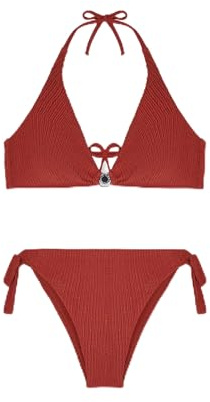 EMPORIO ARMANI Bikini Triangolo Lycra Strutturato+Vita Alta Slip Donna Rosa L