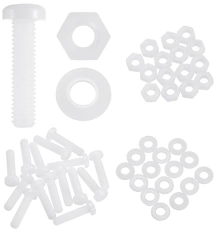 QUARKZMAN 15 Set M6x25mm Kreuzrundkopfschrauben Phillips Schrauben Weiß | Sechskantmutter Unterlegscheiben Sortiment Kit, Nylon PA66 Kunststoff, Metrisch Vollgewinde Schrauben