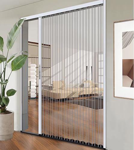 Porte AccordéOn Coulissante Pliante Porte accordéon coulissante en verre acrylique avec serrure de sécurité, hauteur 203 cm, 210 cm, 215 cm, 220 cm, séparateur de pièce intérieur plissé(147 x 221 cm)