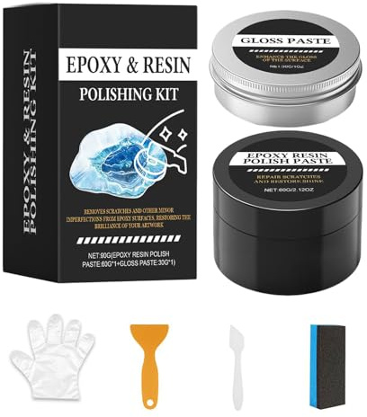 Resin Polishing Kit - Sanding Buffing Set for Clear Finish | Fine Grit Pads with Polishing Paste, Ideal for Epoxy Crafts Wood Tables Art Projects and Restoration 2.01x1.93 in