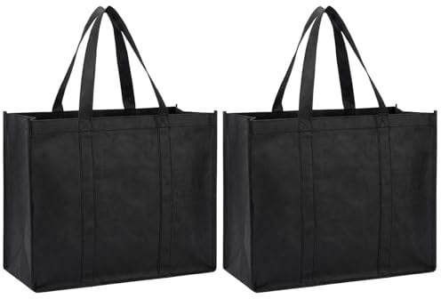 2er Set Große Einkaufstaschen (41x33x26cm), Wiederverwendbarer & Faltbarer Shopper, Stabile Tragetasche aus Vliesstoff, Ideal für Auto, Einkauf & Haushalt