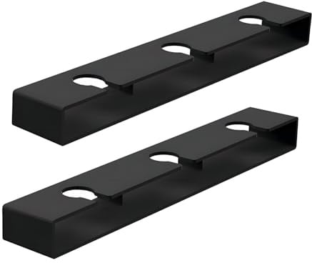 Icetop Wine Glass Holder, 2 Pack Black Under Cabinet Wine Glass Holder | No Drilling Self-Adhesive Stemware Rack for Kitchen Bar Dining