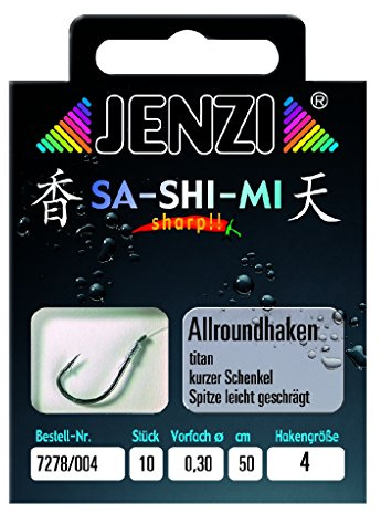 10 x Jenzi Allroundhaken, Angelhaken Gebunden, Größe 8 , 0,22 mm, 50 cm