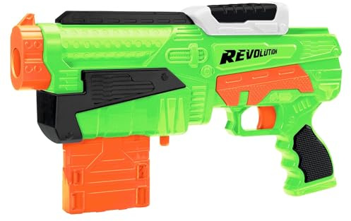 BuzzBee Air Warriors Revolution - Clip-Feed Dartblaster mit 30m Reichweite und 8 Long-Distance Darts