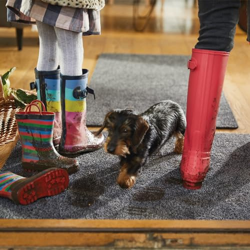 50cm x 75cm HUG RUG (charcoal design) machine washable doormat dirt trapper absorber door mat