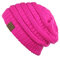 C.C Modische warme weiche dehnbarer lose Strick Beanie Mütze HAT20A, Neon-Rosa