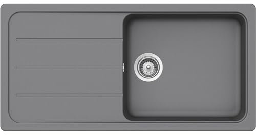 SCHOCK Granitspüle Formhaus D-100L Croma I Einbauspüle für 60 cm Unterschrank I Küchenspüle mit Abtropffläche I CRISTALITE Spüle hitzebeständig kratzfest I Design Spüle schwarz robust & pflegeleicht