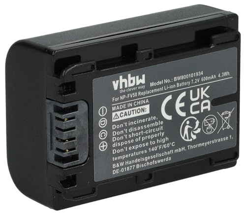 vhbw Akku kompatibel mit Sony HDR-CX130EB, HDR-CX130EL, HDR-CX130E Videokamera Camcorder (600 mAh, 7,2 V, Li-Ion) + Infochip