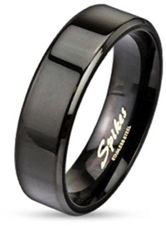 Paula & Fritz® Ring Damen Schwarz Größe 59 (18,8) 6-mm Breit 316L Chirurgenstahl Damenring Herrenring Partnerring Hochglanz-poliert Band-Ring Ehe-Ring