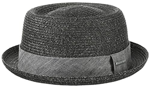 Stetson Strohhut Pork Pie Robstown Toyo - Sonnenhut Damen/Herren - Strandhut - Hut aus Toyo-Stroh mit Sonnenschutz 40 - Fedora Frühjahr/Sommer - Sonnenhut anthrazit S (54-55 cm)