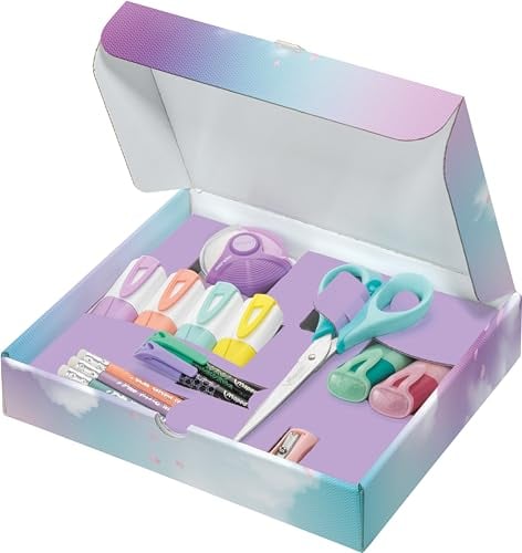 Maped - Geschenk-Bos PASTELL KIDS - 26-tlg. - inkl. Filzstifte, Bunststifte, Schere und Stifteköcher