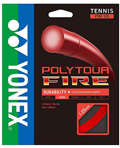 Yonex Poly Tour Fire 16 130 - Corda per racchette da tennis, colore: Rosso