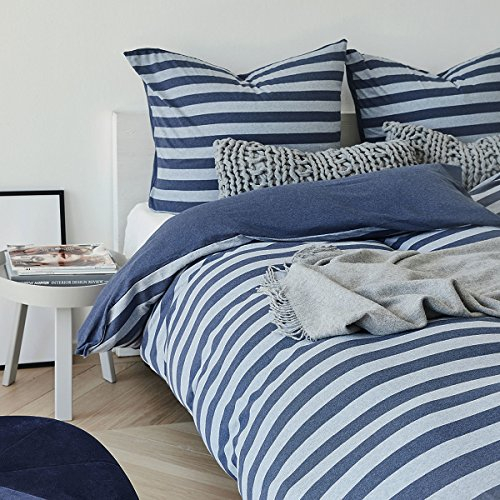 Traumschlaf Jersey Melange Wendebettwäsche Stripe blau