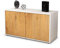 Stil.Zeit TV Schrank Lowboard Ada, Korpus Weiss matt, Front Holz Design Eiche (92x49x35cm), Push to Open Technik