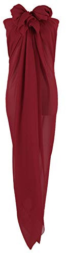 PB-SOAR XXL Damen Einfarbig Sarong Pareo Strandtuch Wickeltuch Bikini Cover up Wickelrock Multifunktions, Weich und Leicht (Dunkel Rot)