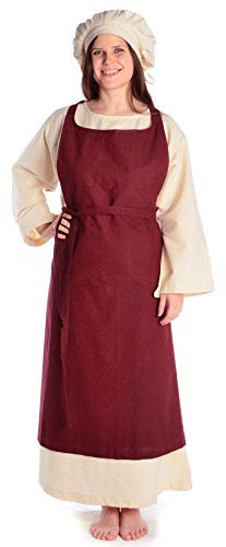 HEMAD Mittelalter Schürze Schoysiane aus Baumwolle Rot Gewandung LARP