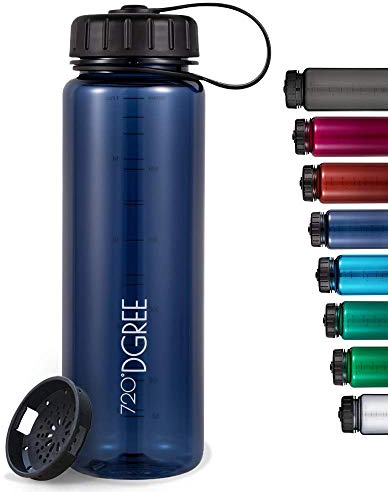 720°DGREE Bouteille en tritan “simplBottle“ - 500ml, Bleu | Gourde idéal pour les enfants, l'école, sport, yoga, randonnée, voyages, travail, fac, déplacements en voiture | Bidon Sans BPA