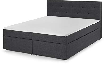 Traumnacht Boxspringbett, mit 7-Zonen Tonnentaschenfederkernmatratzen (H2) und Komfortschaumtopper, leichter Aufbau, produziert nach deutschem Qualitätsstandard, 180 x 200 cm in grau