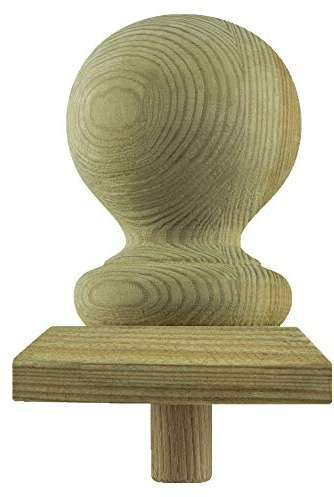 7 x PFOSTENKAPPE KUGEL HOLZ PROFILIERT, IMPRÄGNIERT 80 x 80 MM