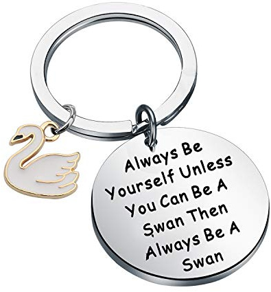 ENSIANTH Swan Keychain Swan Gift Always Be Yourself Swan Theme Inspirational Gift Animal Positive Jewelry