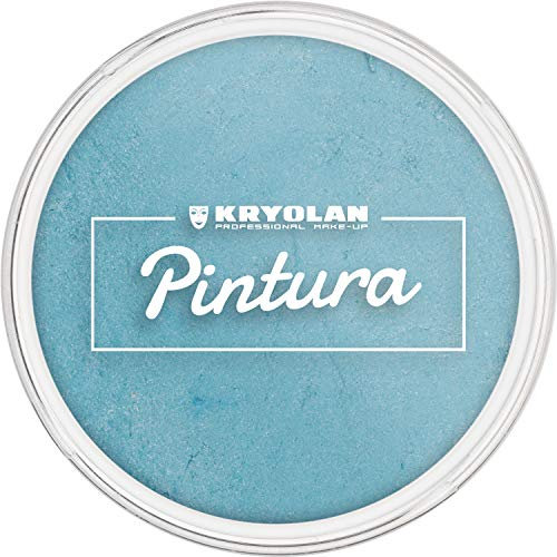 Kryolan Pintura Water Color Schminke 25ml, Farbe: Pearl Blue, Waschbar, Vegan, ohne Parfüm, ohne Parabene, Glutenfrei - ideal für Kinder, Party, Karneval, Fasching & Halloween