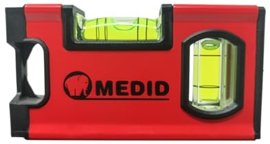 Medid Profi Mini-Wasserwaage 10 cm - magnetisch – Wasserwaage klein mit horizontale/vertikale Libellen - präzise kleine Wasserwaage mit stoßfesten Endkappen