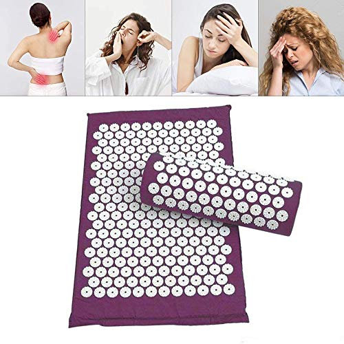 SHOUJIK Akupressurmatte mit Kissen ergotopia Ganzkörper Entspannungsmassage Set für Ischias Stress Yoga Meditation Migräne Stressabbau Reflexzonenmassage Ischias Triggerpunktmassage