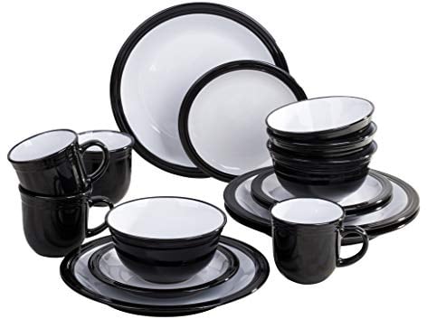 Waterside - 16 Piece Black Camden Dinner Set