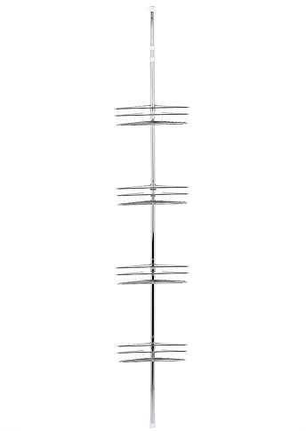 Teleskop-Duschregal Edelstahl Verstellbar 4 Ablagen | Standfestes Eckregal mit hoher Traglast ca. 40 kg, für Dusche Bad WC, Wandfrei