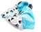 Welt der Träume Doppelseitige Einschlagdecke für Babyschale Autokindersitz Buggy Kinderwagen 90x90cm - universal Baby Decke (z.B. Maxi-Cosi/Cybex/Römer) (Auto Einschlagdecke - Miki Weiss -Minky Blue)