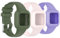 Huwokxix Silikonarmband für Garmin Fit JR 3/vivofit jr 3, Verstellbares Sportarmband, Ersatzband,Austauschband (Grün + Pink + Lila)