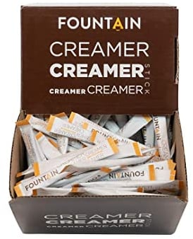 FOUNTAIN Kaffeeweißer Sticks einzeln verpackt, Kaffeeweisser Portionspackungen im hygienischen Spender, Milchpulver portioniert und verpackt, perfekt fuer eine Tasse Kaffee, 2,5 g x 300 Stk.