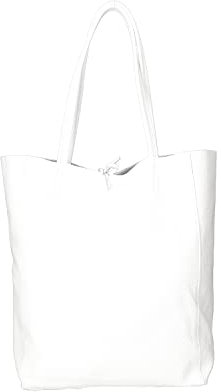 Chicca Borse Borsa a Mano Shopper da donna in pelle made in Italy - 40x36x11 cm - Colore Bianco