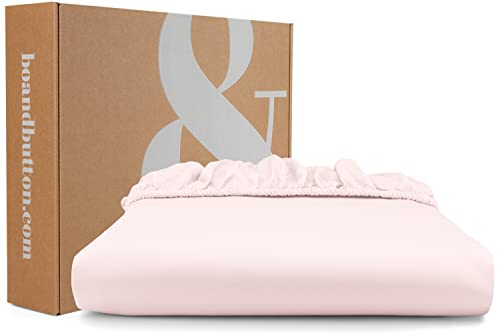 bo&button® Mako Satin Spannbettlaken | Echte Bio Luxusqualität | ALLE GRÖßEN für Matratzen & Boxspringbett Topper | 100% Baumwolle, GOTS & Fairtrade | 180x200 cm (für Topper), Blush Rosa