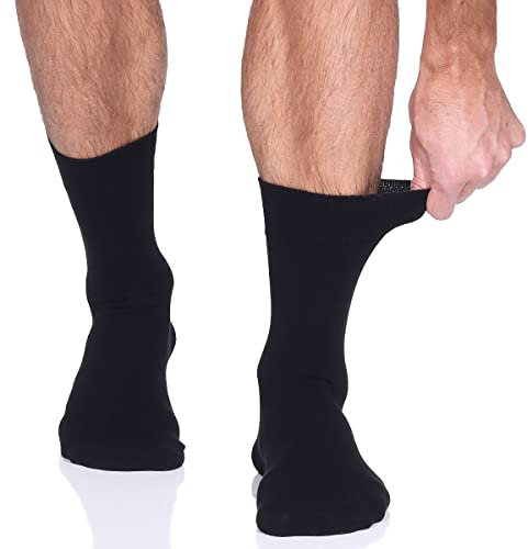 Venasoft 6 Paar Herren Socken mit handgekettelter Naht faltenfreie und druckfreie Diabetikersocken mit Komfortbund (39-42, Schwarz)