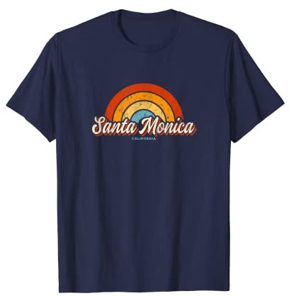 Santa Mónica California CA Vintage Rainbow Retro 70s Camiseta
